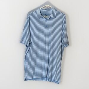 IBKUL Golf Polo Mens XL Blue Stripe UPF 50 Performance Sanctuary Golf Club Logo